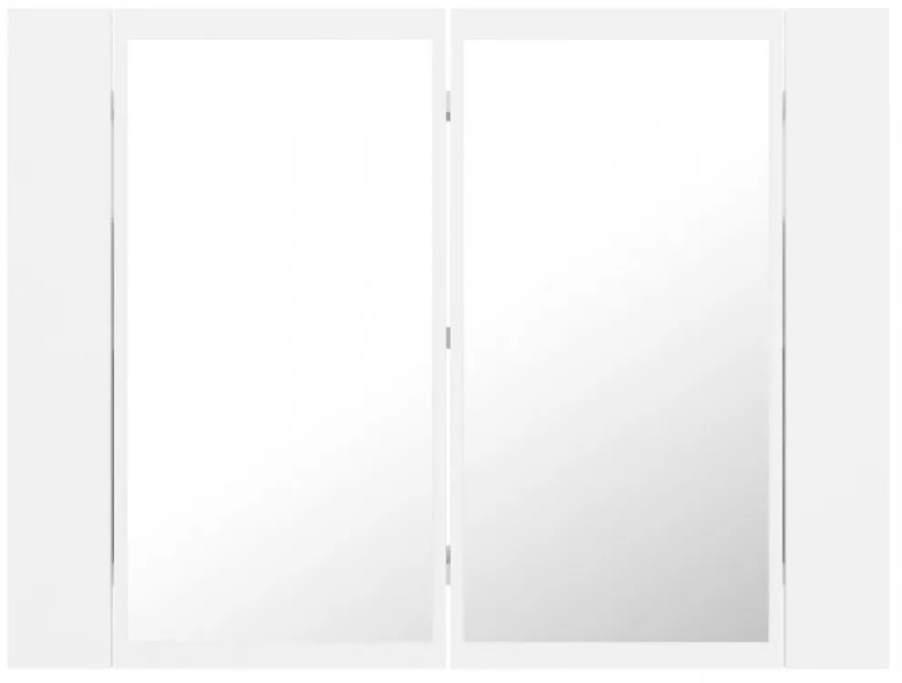 fehér akril LED-es fürdőszobaszekrény tükörrel 60x12x45 cm