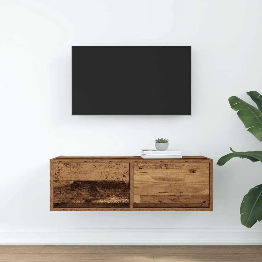 antik fa színű szerelt fa TV-szekrény 80x31x25,5 cm