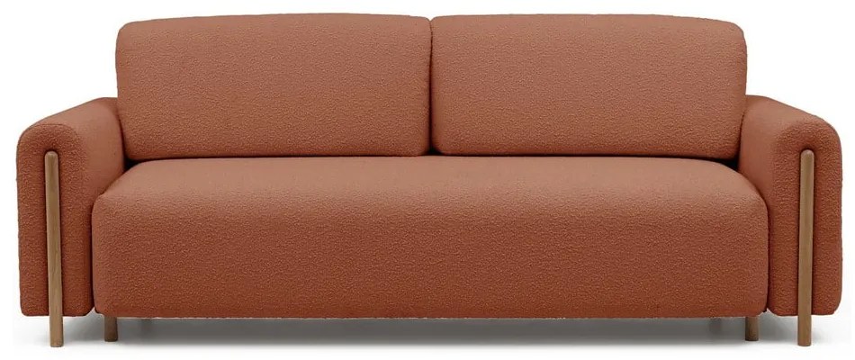 Terrakotta színű buklé kinyitható-tárolóhelyes kanapé 244 cm Arcadova – ELTAP