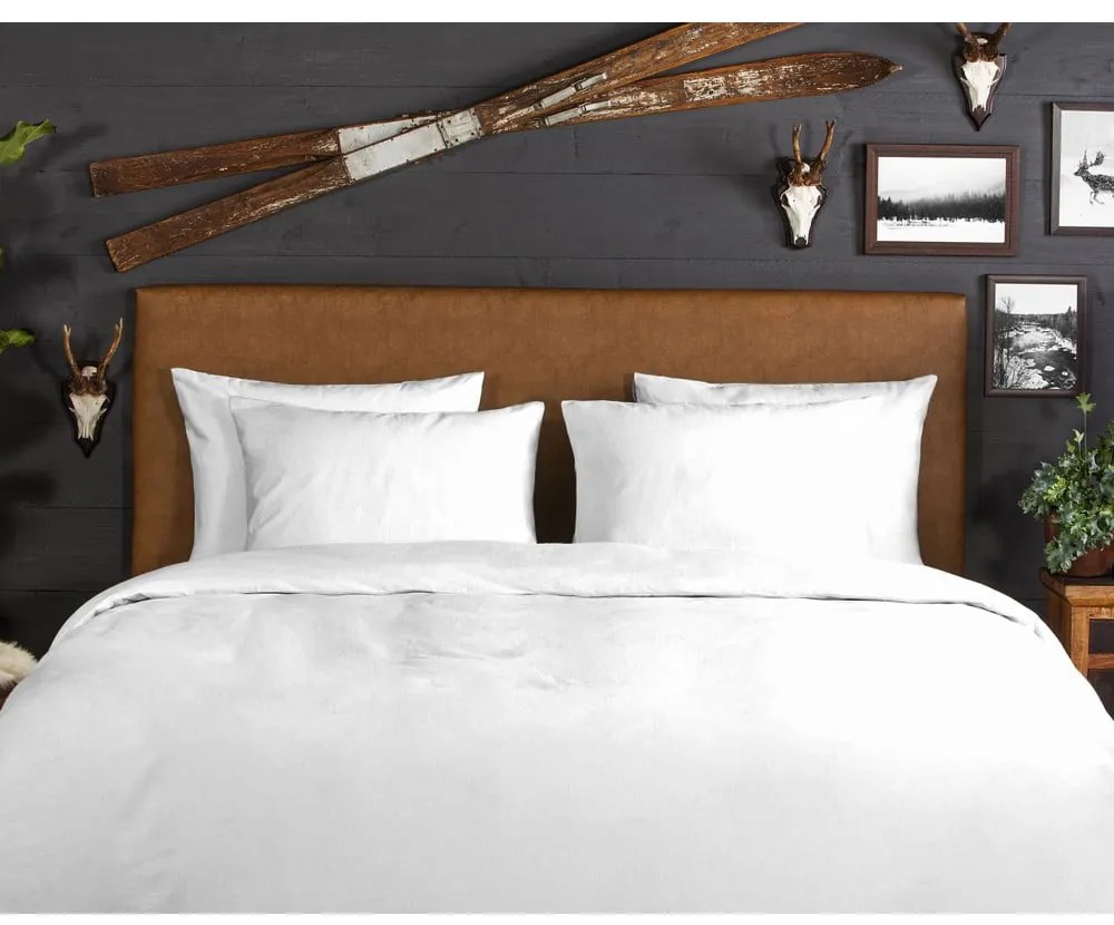 Fehér kétszemélyes hosszabbított flanel ágyneműhuzat 200x220 cm – Good Morning