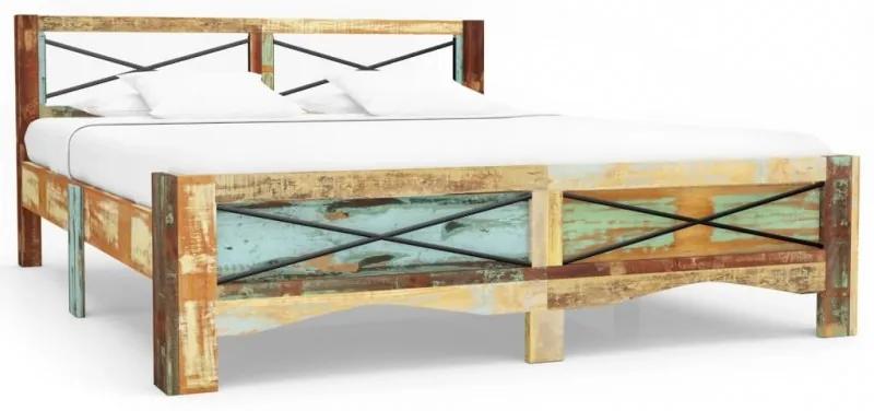 Tömör újrahasznosított fa ágykeret 160 x 200 cm