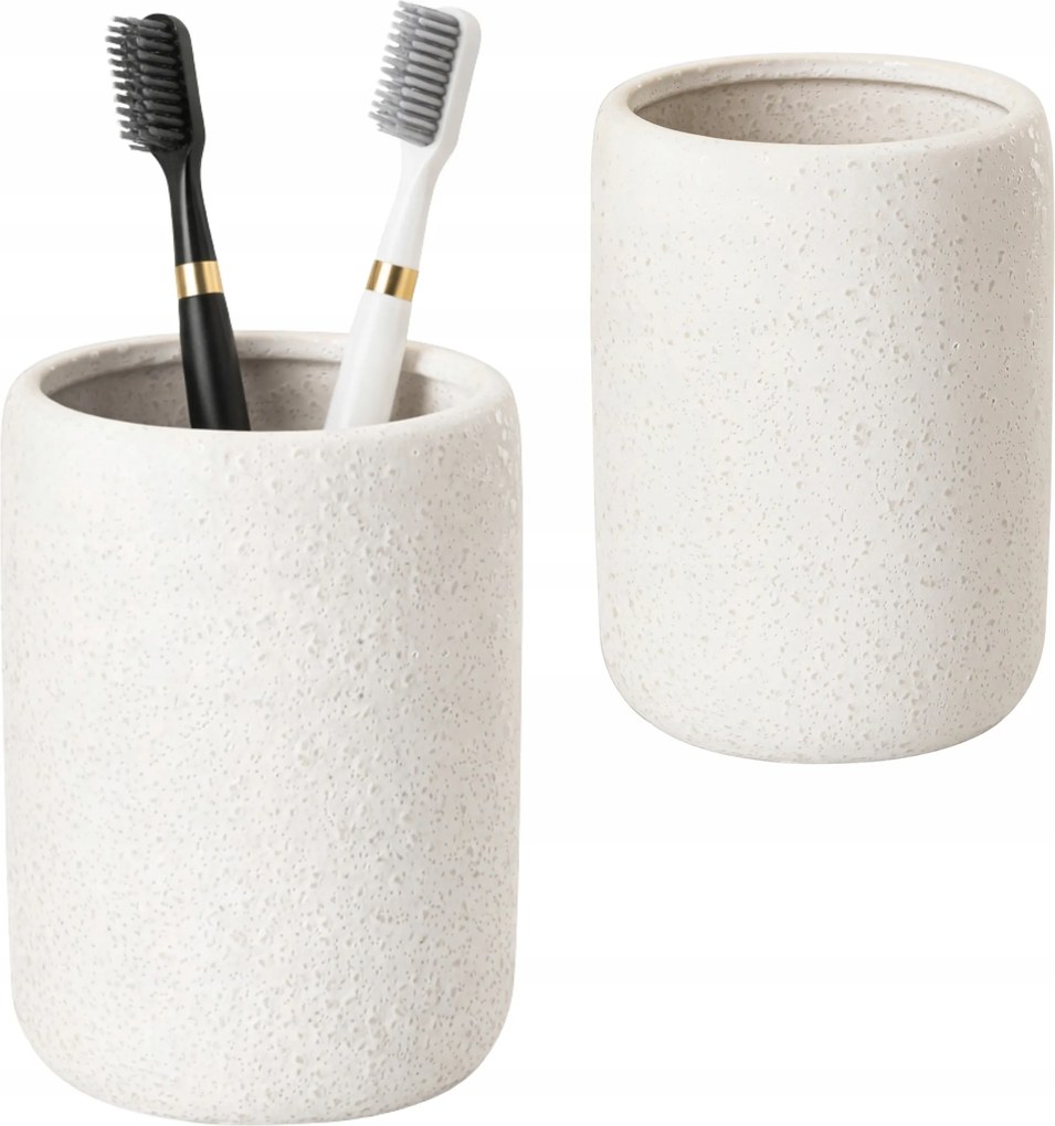 Fürdőszobai fogkefetartó bögre Fehér Bonita kő
