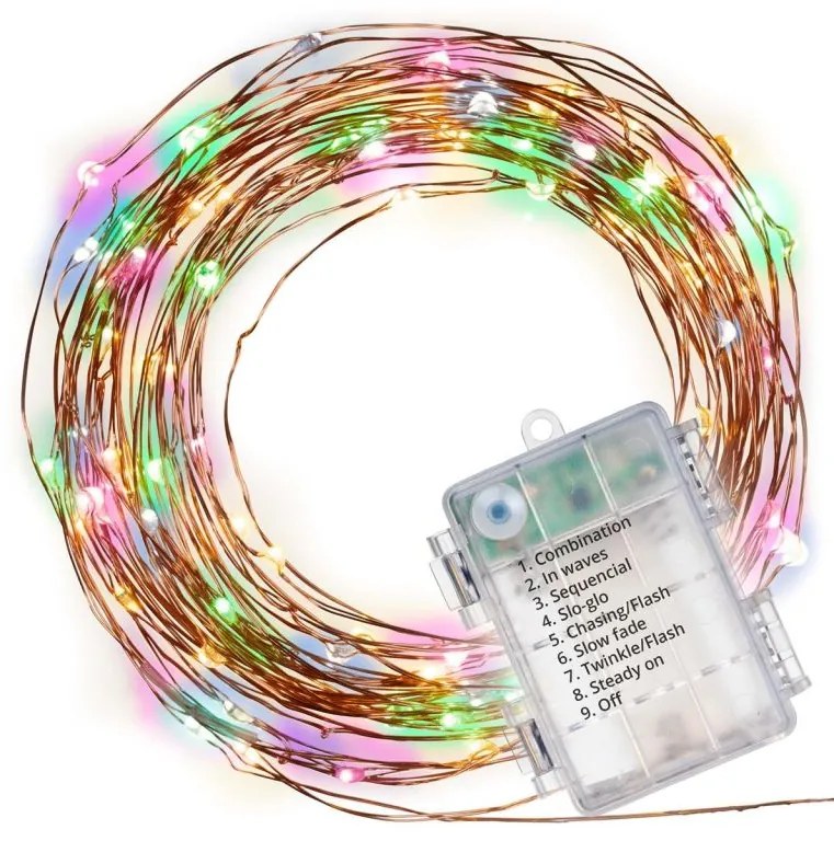 NEXOS Világítás rézdrót 100 LED színes