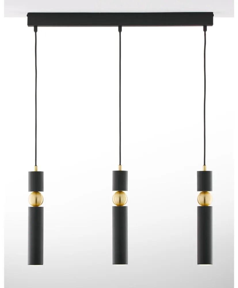 Jupiter 2004 - Csillár zsinóron ALAS 3xGU10/10W/230V fekete/arany