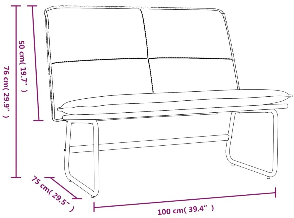 vidaXL bordó műbőr pad 100 x 75 x 76 cm