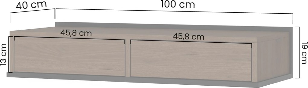 Zenar fali fésülködőasztal 100 cm fiókos - elegant dió / fekete