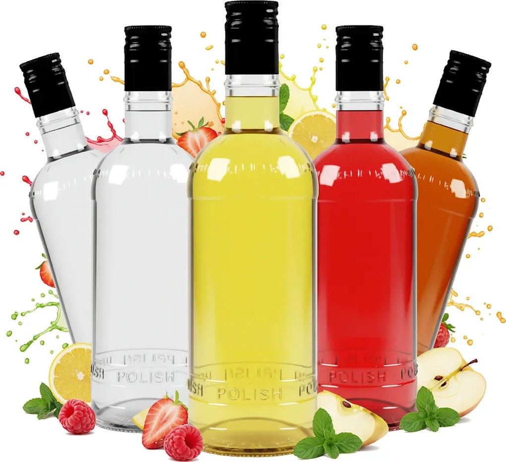 5x Luxus Üvegpalack 500ml Üveg Tinktúra Palackok Bor Gyümölcslé 0,5l