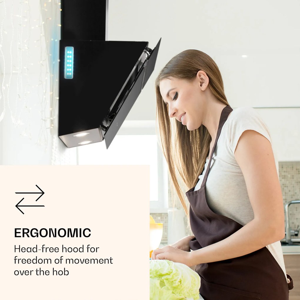 Klarstein Alina 60 Smart, páraelszívó, 60 cm, 600 m³/ó, LED háttérvilágítás, üveg előlap