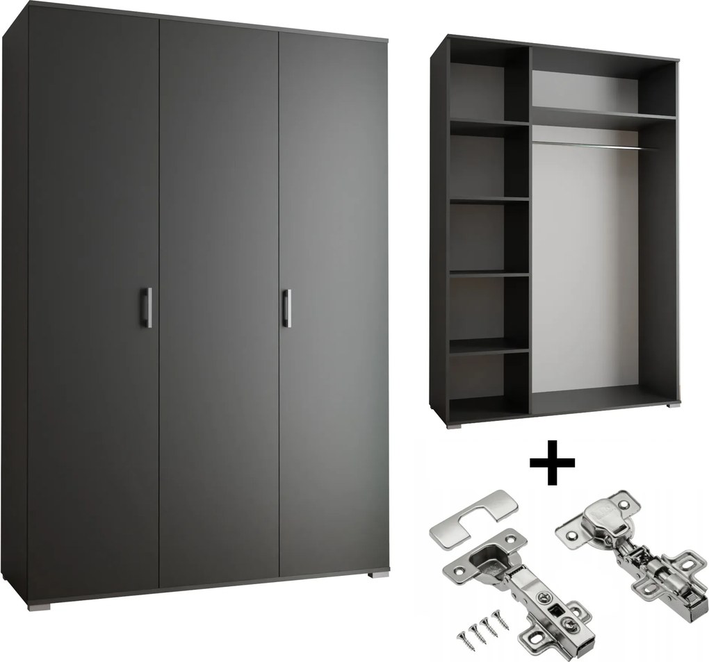 Gardróbszekrény Akció 3-D 120 x 192 x 51 cm Fekete Csendes Ház