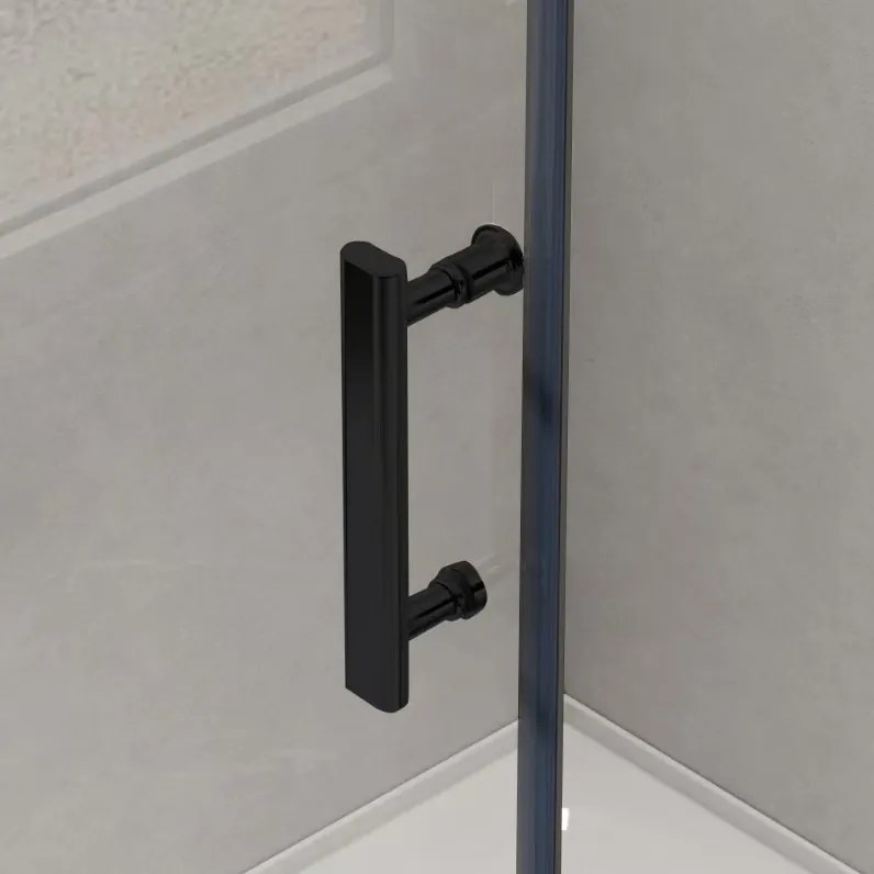 Erga Tucson, tolóajtós zuhanykabin 80 (ajtó) x 80 (fal) x 190 cm, 6mm átlátszó üveg, fekete profil, ERG-S02-TUCSON-D080D080-CL-BK