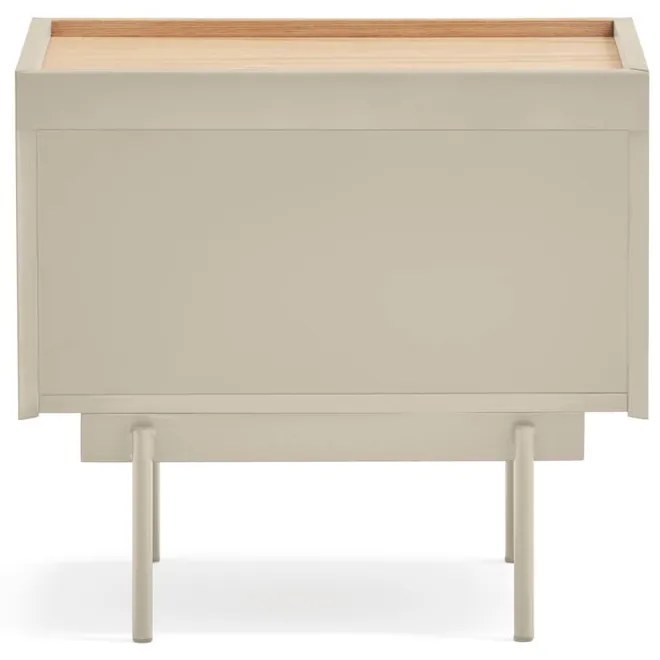 Bézs-natúr színű éjjeliszekrény tölgyfa dekorral Otto – Teulat