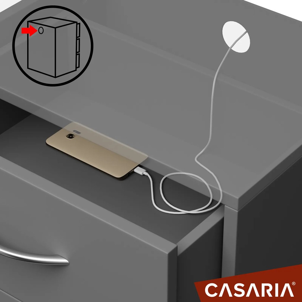 Casaria® Eloise éjjeliszekrény 54x39x28 cm - LED antracit