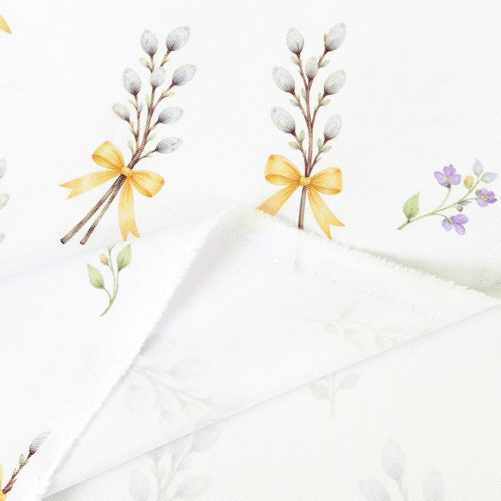 Goldea tavaszi teflon szövet terítőknek - barka mintás 160 cm