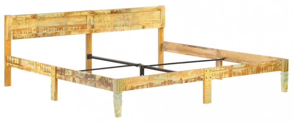 tömör újrahasznosított fa ágykeret 200 x 200 cm