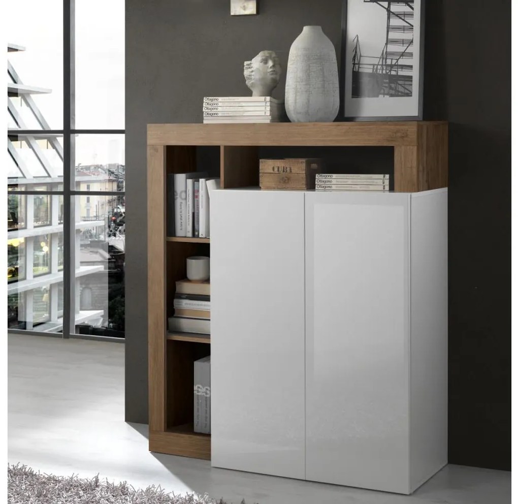 LENOR komód, fehér/tölgy