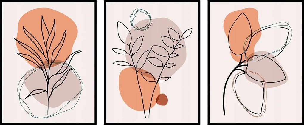 3 poszter falikép triptichon grafika 60x90cm