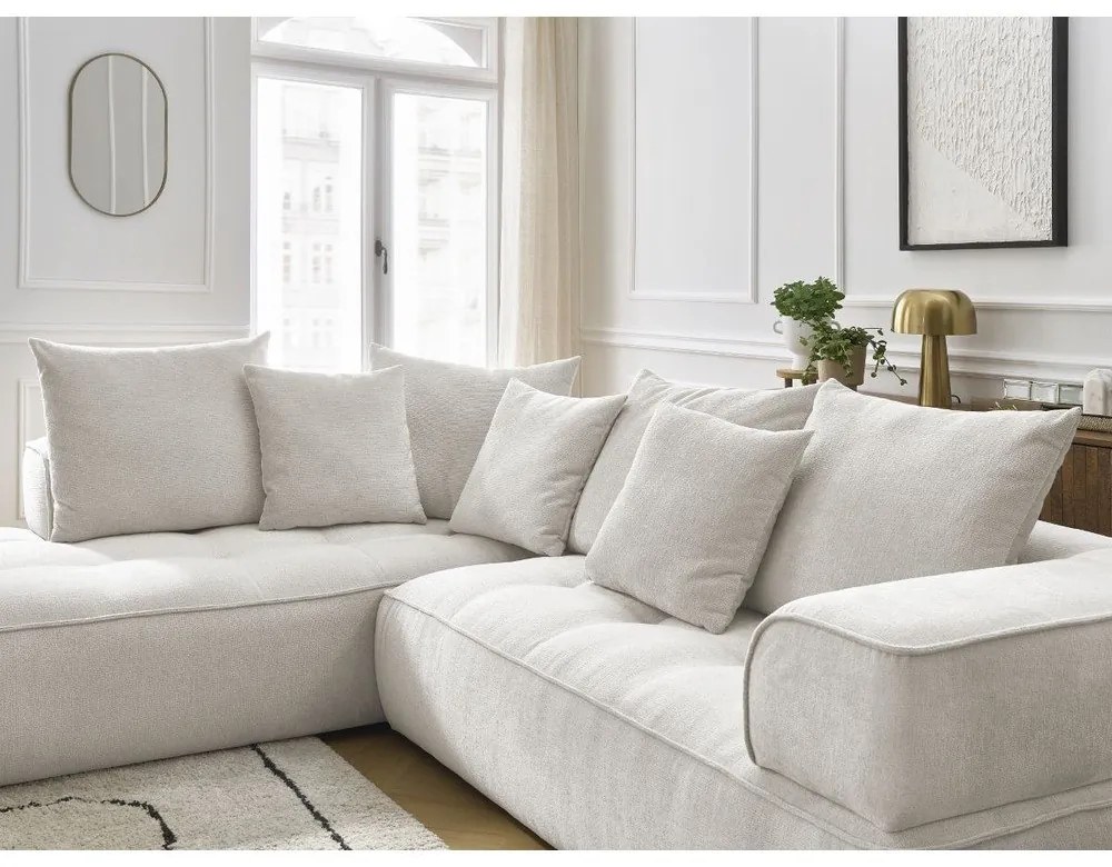 Bézs zsenília sarokkanapé (bal oldali-L alakú) Whesley – Bobochic Paris