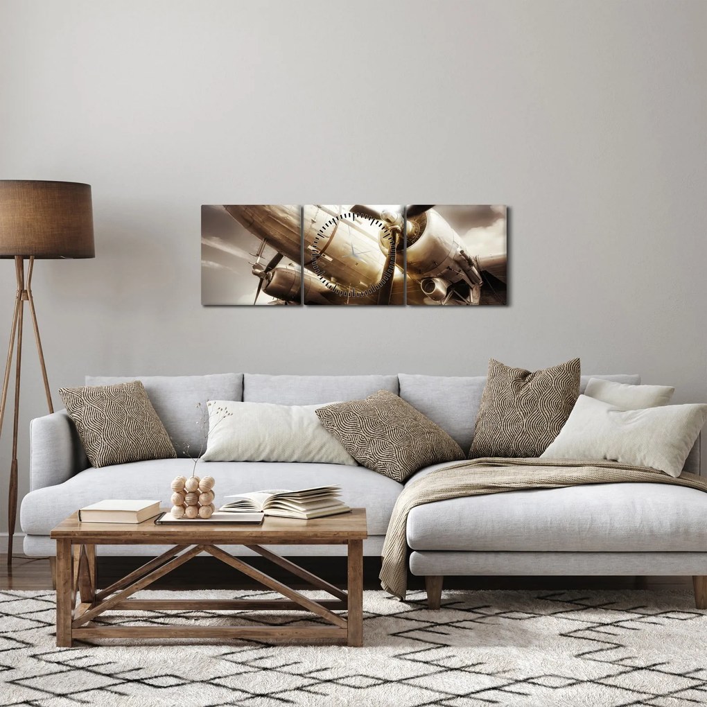 Egy repülőgép képe (órával) (90x30 cm)