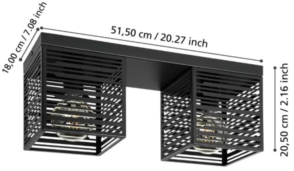 Eglo 900356 - Mennyezeti lámpa PIEDRITAS 2xE27/40W/230V