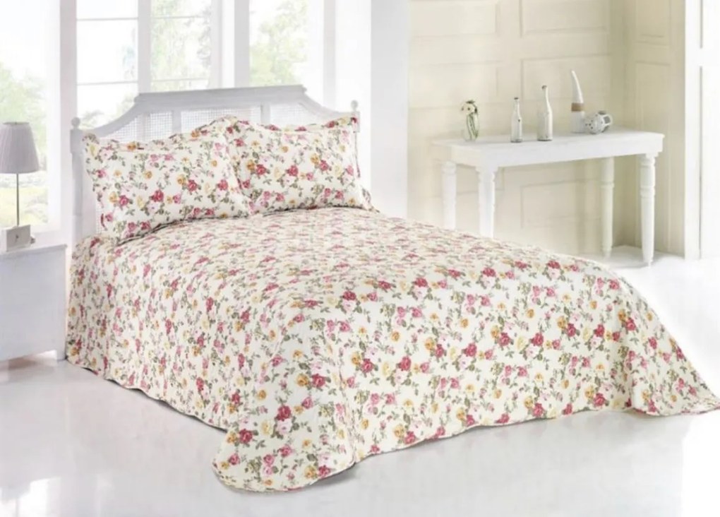 Vintage rose pamut ágytakaró TiaHome - 140x220cm + 1 db 50x70cm