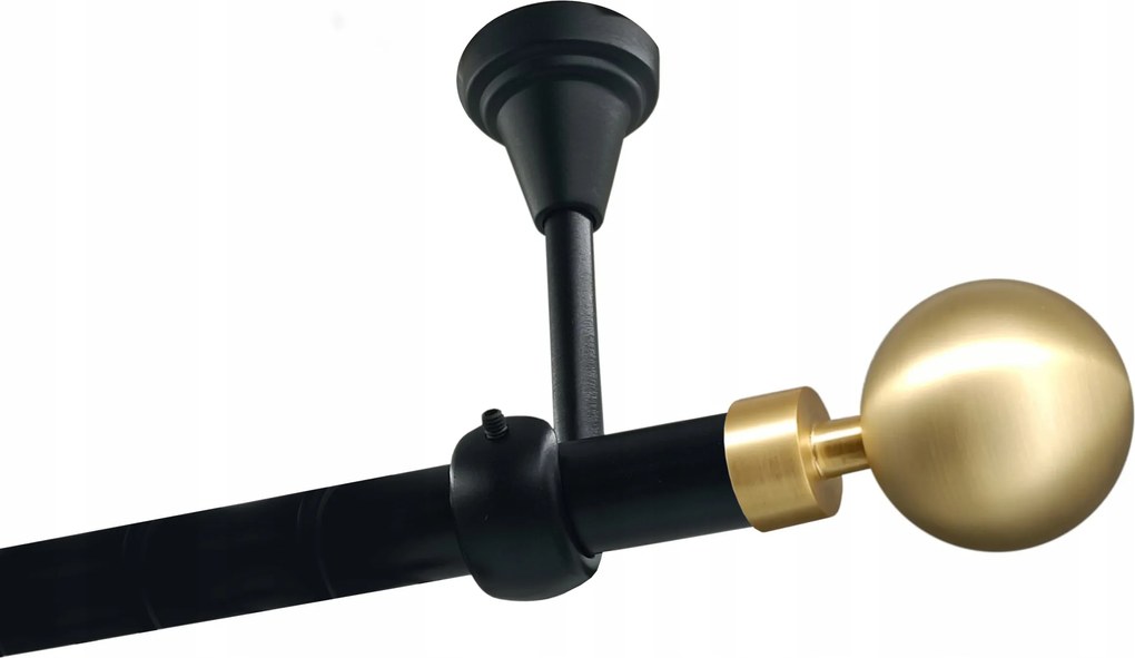 Függönykarnis szimpla Mennyezeti Fém 19mm Fekete 140cm Gömb Modern Kerekek Nélkül