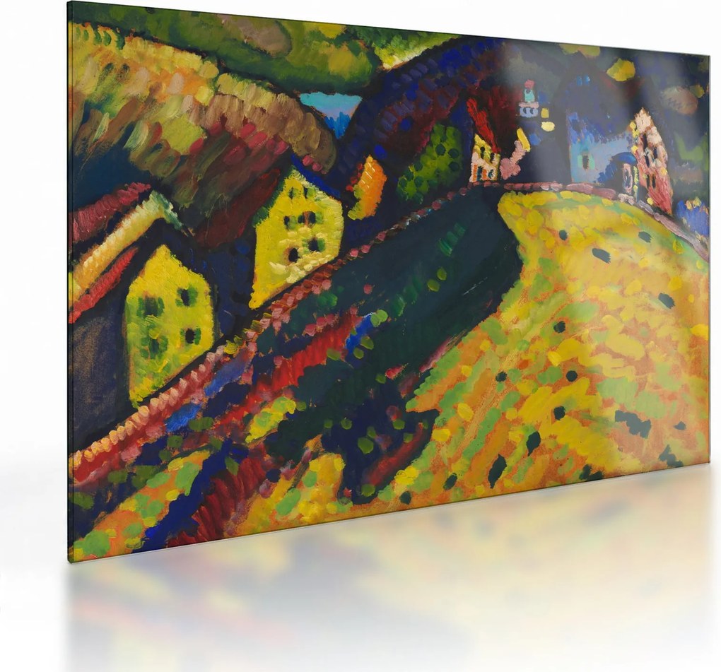 Üveg kép - Vasily Kandinsky, Houses at Murnau, reprodukciók (70x50 cm)