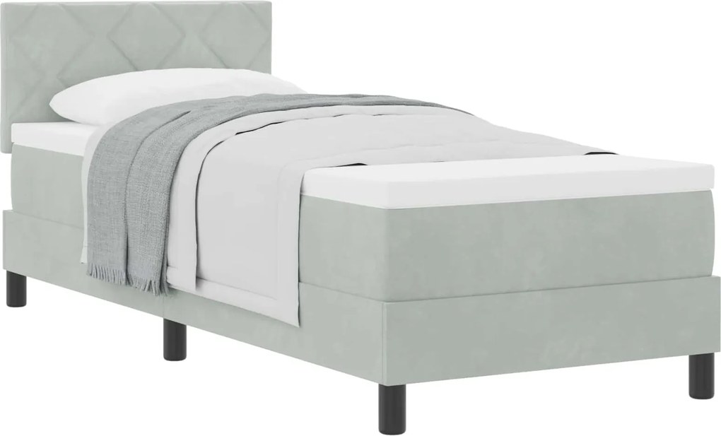 vidaXL Boxrugós ágy matracmal Világosszürke 80 x 200 cm Bársony