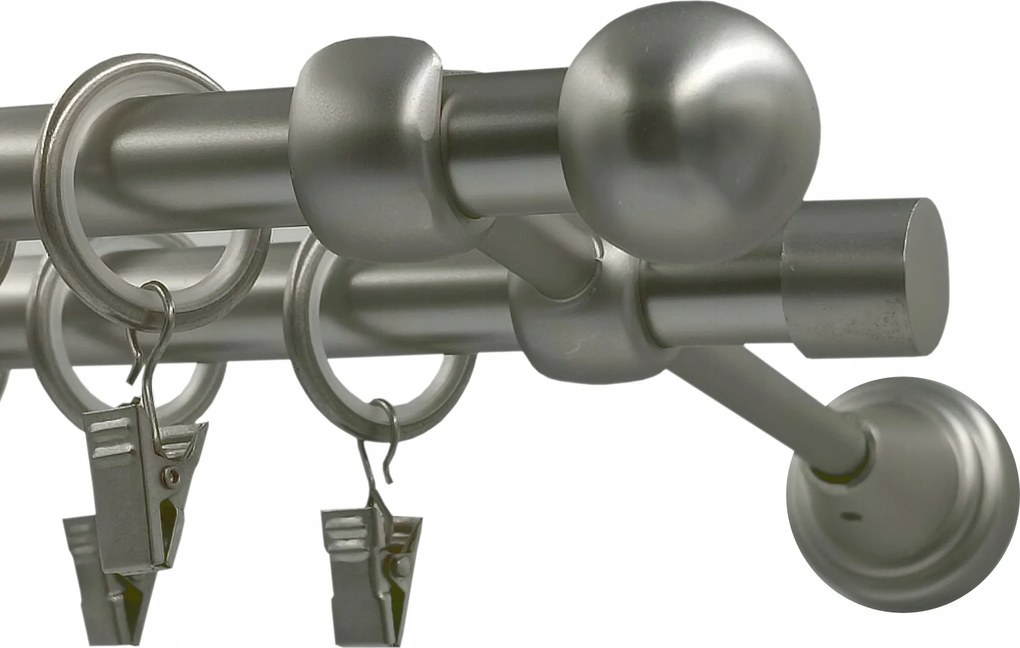 Fém Függönykarnis fi16+16 golyó Szatén 120cm galvanizált