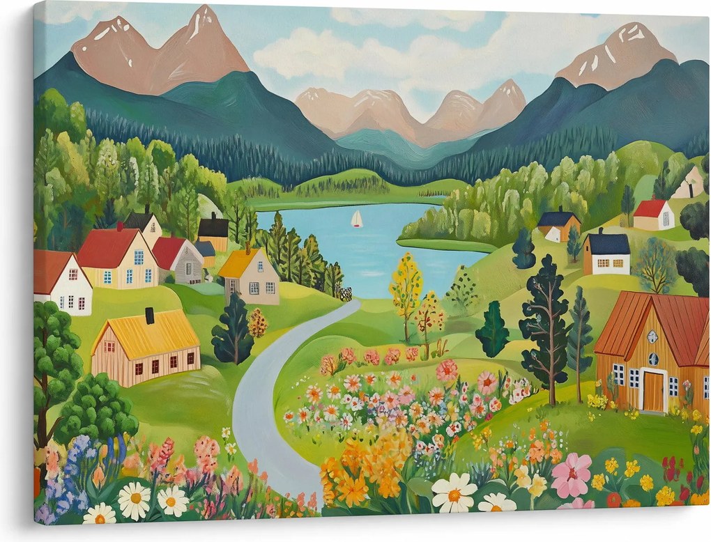Kép - Falu a hegyekben (70x50 cm)