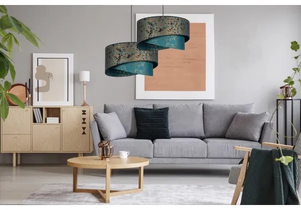 Csillár zsinóron REZO 1xE27/60W/230V türkiz/arany