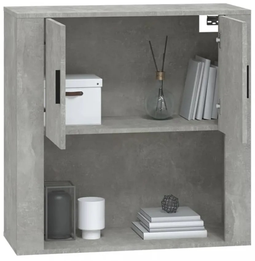 betonszürke szerelt fa faliszekrény 80 x 313 x 80 cm