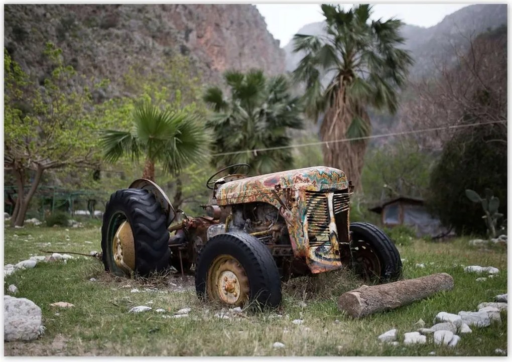 Poszterek 100x70 Régi traktor a mezőn