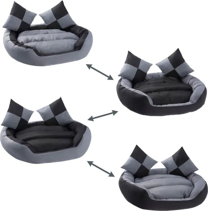 PETSTUFF® Kutyafekhely szürke/fekete 110 x 80 x 23 cm