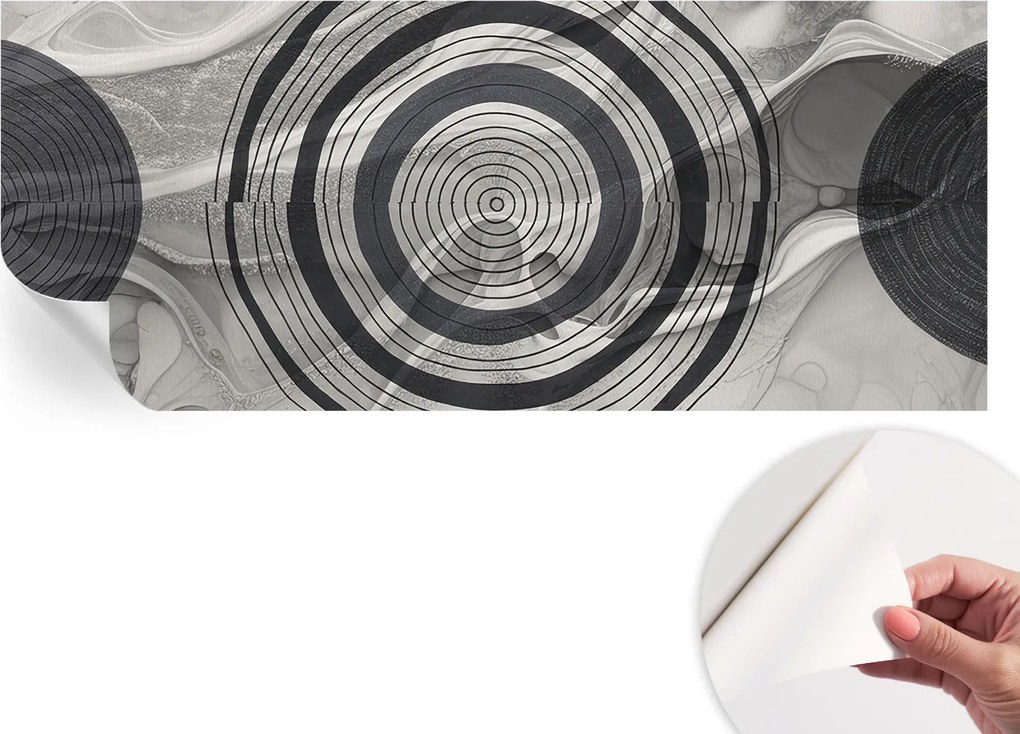Modern öntapadós fotótapéta falra Szürke körök 250x104 cm