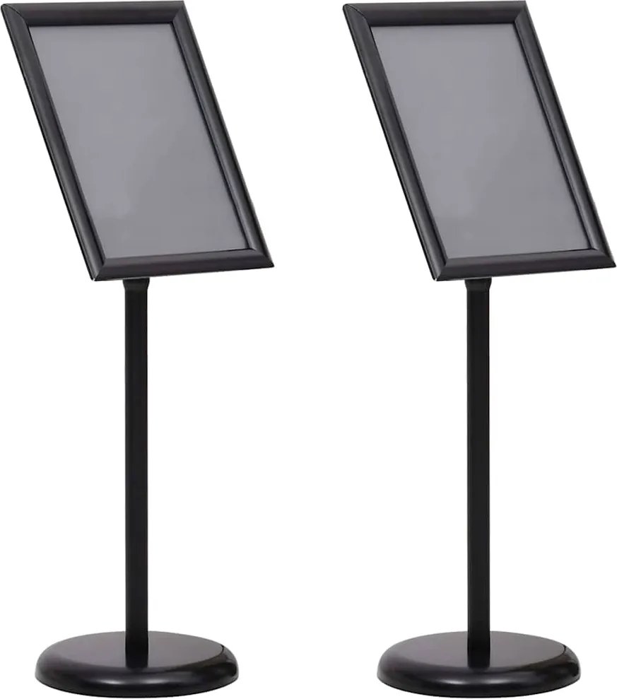 vidaXL Poszter Állványok 2 pcs Fekete 32,7 x 24 x 108 cm Alumínium