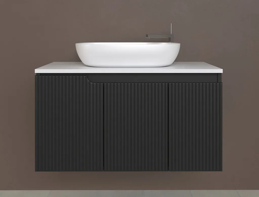 Piramida EURIDIKA fali fürdőszobabútor - mosdópult mosdó nélkül -3 ajtós - PINO FEKETE - 100 x 48 x 53 cm