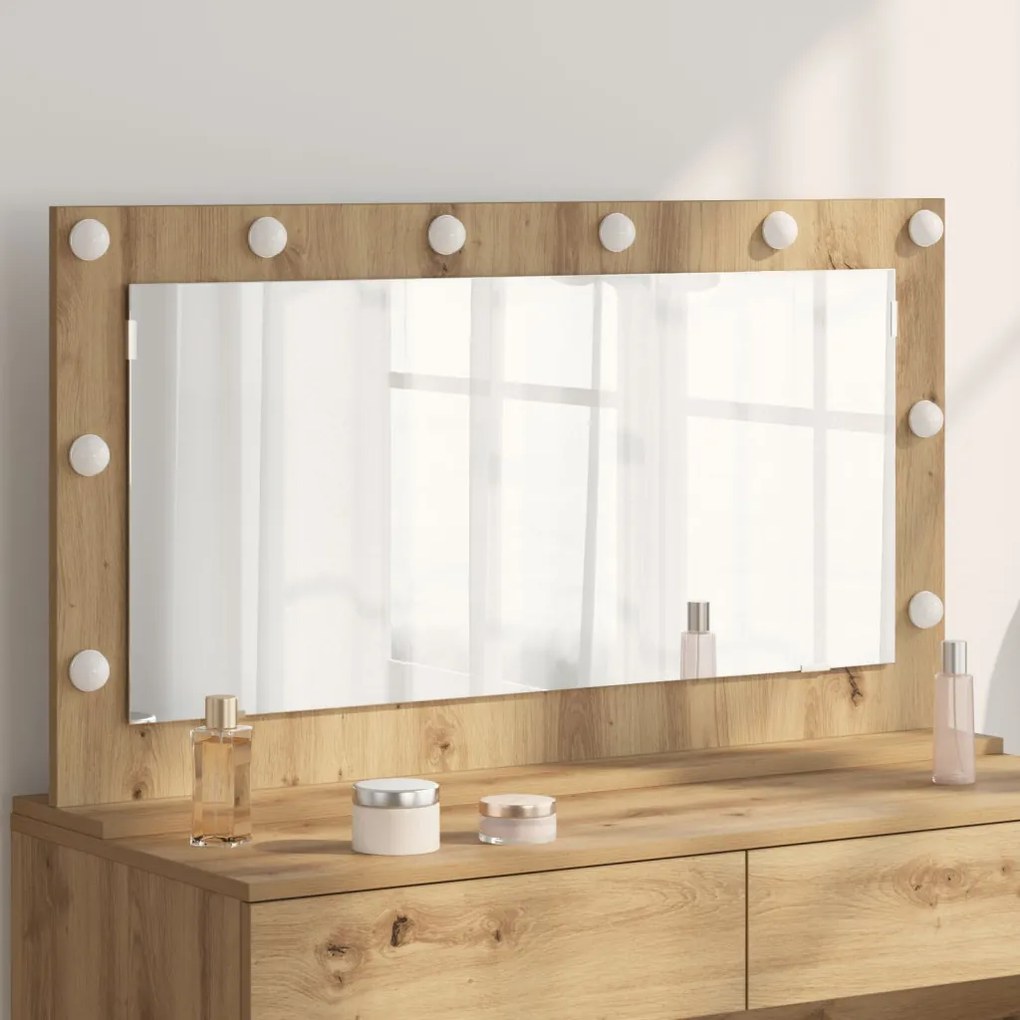 Pipere Tükör Kézműves tölgy Fa és üveg 100 x 55 cm Pipere tükör