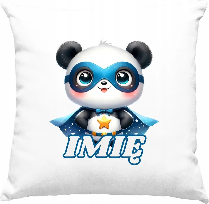 Gyerek párna Panda Hős +Név Fehér