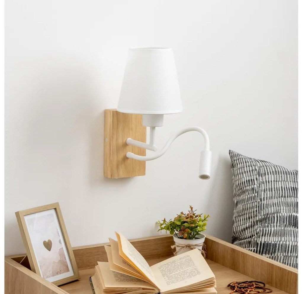 Brilagi - LED Fali lámpa NUBILA WOOD 1xE27/25W/230V + LED/3W tölgy/fehér