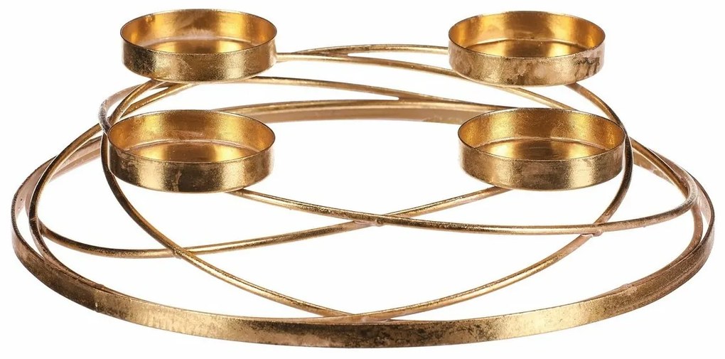 Adventi gyertyatartó Körök, arany, fém, átmérő 35 cm