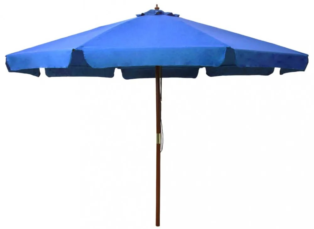 azúrkék kültéri napernyő farúddal 330 cm
