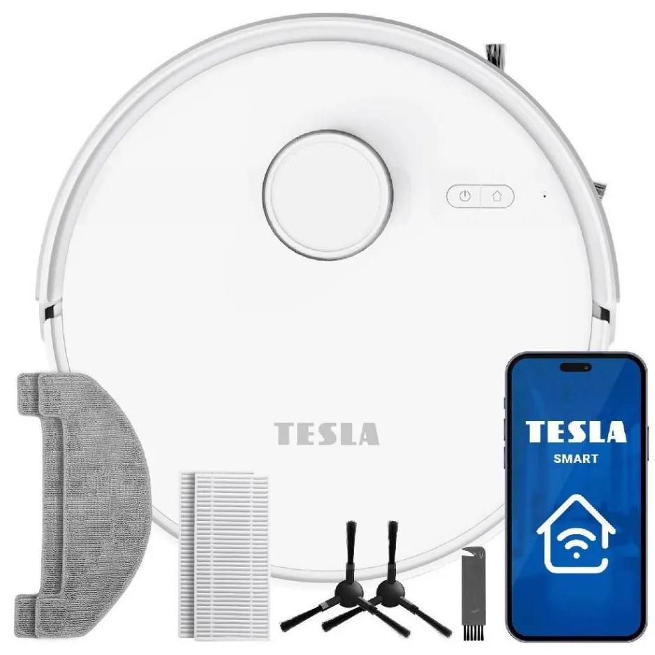 TESLA Electronics RoboStar - Okos, 2 az 1-ben robotporszívó, 3200 mAh, Wi-Fi, fehér