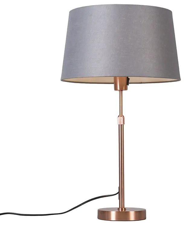Asztali lámpa réz színű, szürke árnyékolóval, 35 cm, állítható - Parte