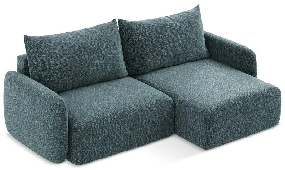 Türkiz kinyitható-tárolóhelyes sarokkanapé (jobb oldali) Kalena – Makamii