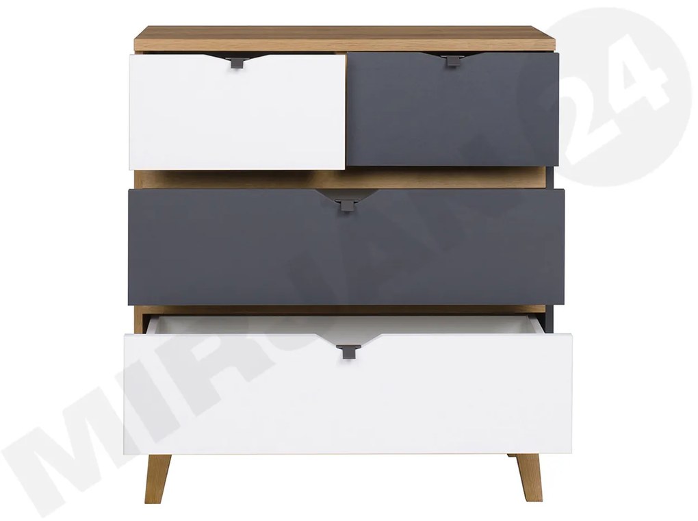 Komód Thalia TM05 K4SZ (arany tölgy + grafit + fehér) . 1058334