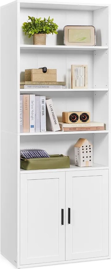 6 polcos ajtós könyvespolc felhőfehér nappaliba, irodába, étkezőbe
