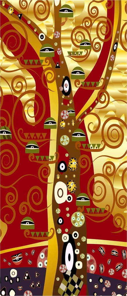 Matrica Fotótapéta Az élet fája Arany spirálok dísz absztrakt 91x211