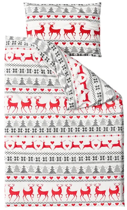 Flanel ágynemű DEER DREAMS fehér Ágyneműhuzat mérete: 2 db 70 x 90 cm | 200 x 220 cm