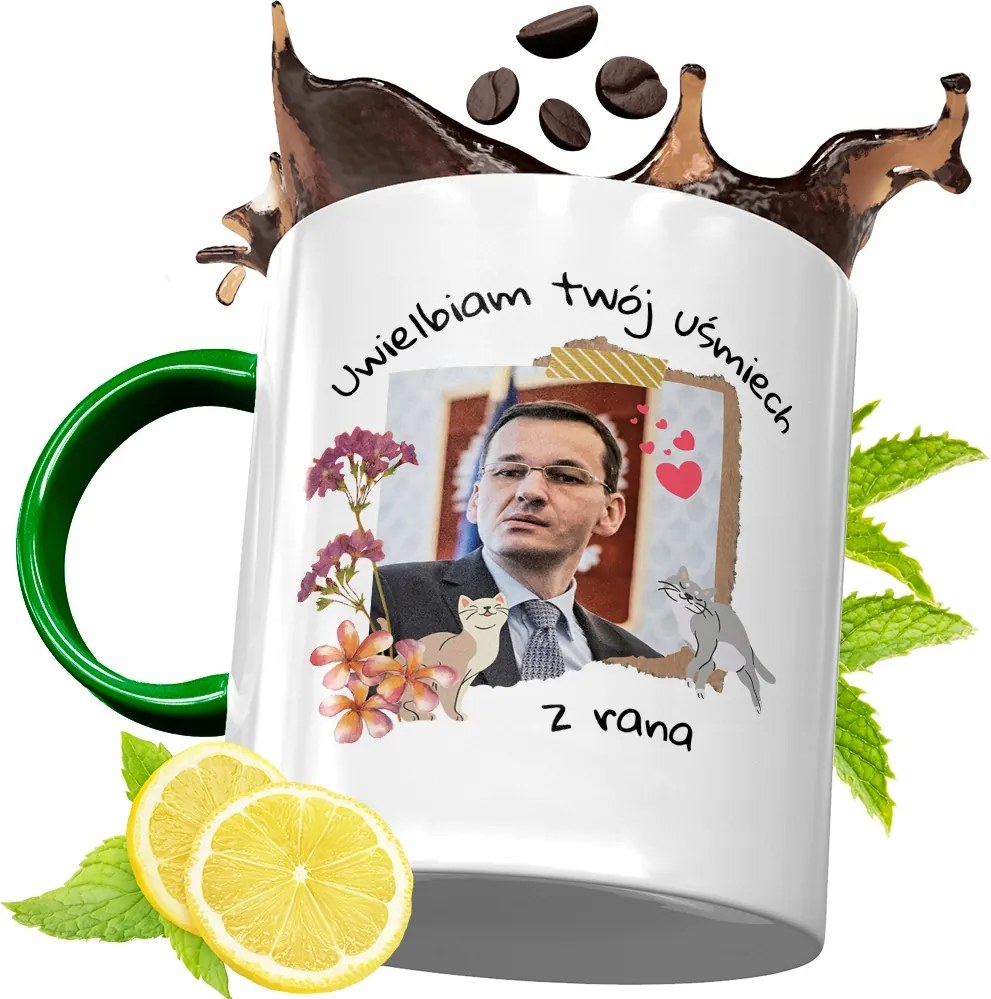 Máté Morawiecki Zöld Bögre Ajándék, fényképes nyomattal