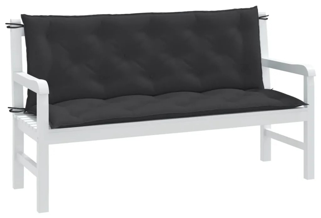 2 db melange antracitszürke szövet kerti padpárna 150x50x7 cm